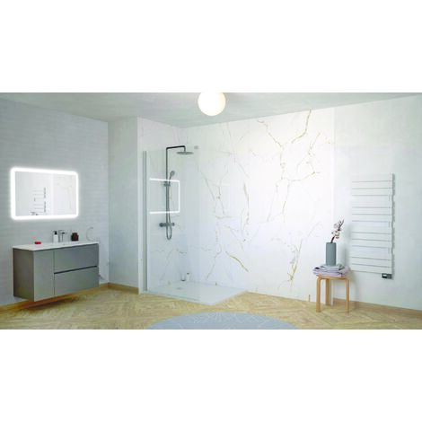 ONDEE ZEN - Panneau mural DEKORPANO - Marbre blanc Brillant - ORMA - 1,2m x 2,55m x 4mm