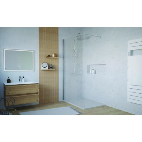 ONDEE ZEN - PACK DOUCHE - Receveur blanc 120X80cm + Paroi en 120cm + barre de fixation (1/3)