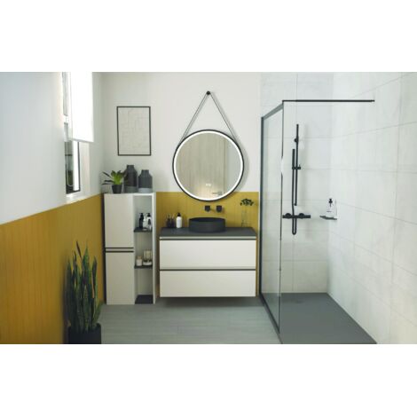 ONDEE ZEN - Colonne de rangement à suspendre EBENE - 52 cm Finition : Blanc - 2 Portes (1/3)