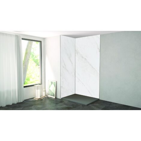 ONDEE ZEN - Pack complet de montage panneaux muraux Marbre Gris 120 cm - Profilé noir inclus (1/4)