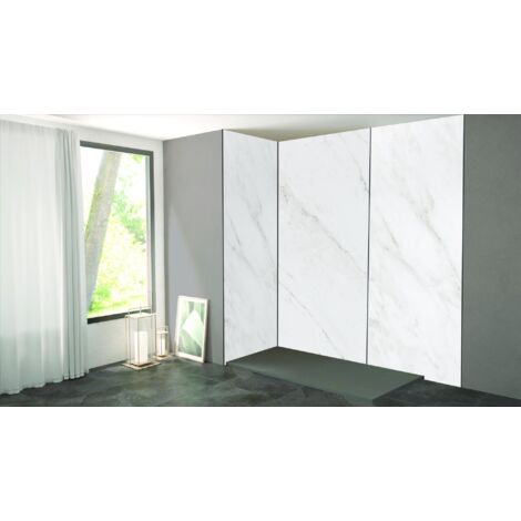 ONDEE ZEN - Pack complet de montage panneaux muraux Marbre Gris 200 cm - Profilé noir inclus (1/4)