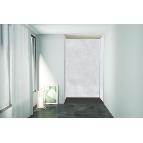 ONDEE ZEN - Pack de montage 3 panneaux muraux en niche - Béton 120 cm - profilés noirs (1/4)