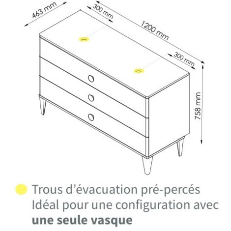 Meuble de salle de bain à poser NEMOO plan à poser - L120cm - Vert d'eau - Laqué