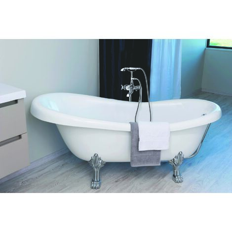 ONDEE ZEN - Mélangeur pour baignoire îlot GETTO - 100cm - Laiton - Finition chromé