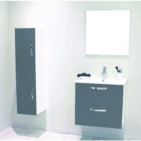 Ondee – Façades de tiroir MIXY 60cm – MDF laqué gris – Pour meuble de salle de bain – Épaisseur 18mm – Compatible caissons 60cm