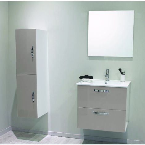 ONDEE ZEN - 2 Façades de tiroir MIXY - pour meuble de salle de bain- 60cm - Sable - Laqué