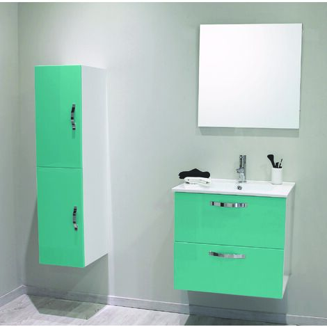 ONDEE ZEN - 2 Façades de tiroir MIXY - pour meuble de salle de bain - 60cm - Vert d'eau - Laqué