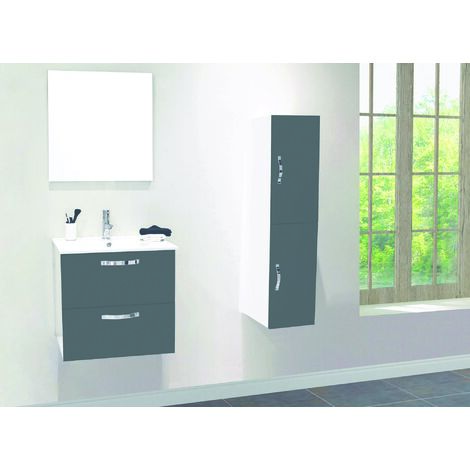 ONDEE ZEN - 2 Façades de porte MIXY -pour colonne de salle de bain- 30cm - Gris - Laqué - Livré en kit