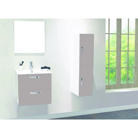 ONDEE ZEN - 2 Façades de porte MIXY - pour colonne de salle de bain - 30cm - Sable - Laqué - Livré en kit