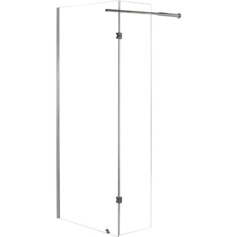 Paroi de douche CARIBA - Finition Chromé - Verre 6mm - 2 volets - 90x210cm