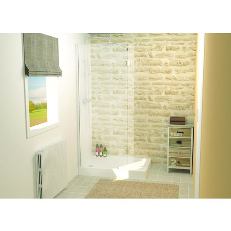 Paroi de douche CARIBA - Finition Chromé - Verre 6mm - 2 volets - 90x210cm