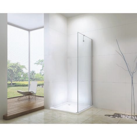 Façade de douche FRISCO - Finition Chromé - Retour Fixe - Transparent -  80x192,1cm