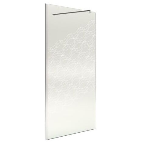 Ondee – Paroi de douche ONDA 90x200cm – Verre trempé 8mm – Sérigraphie givrée ondulations – Installation réversible sans seuil (1/5)