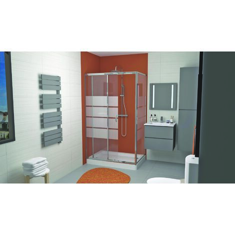 Ondee – Porte de douche coulissante 120x190cm – Verre trempé 5mm – Finition chromée – Traitement anticalcaire – Installation réversible (1/4)