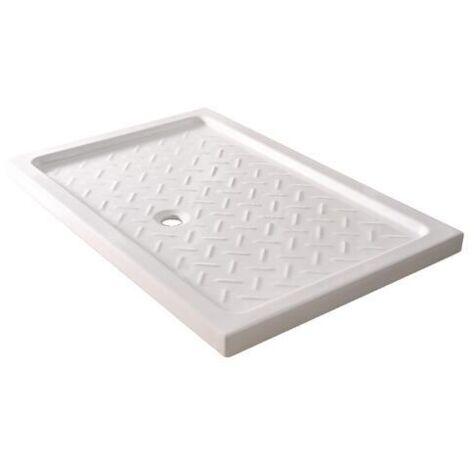 Ondee – Receveur de douche à poser 80x120x6,5cm – Grès émaillé blanc – Picots antidérapants PN6 pour sécurité – Évacuation Ø62mm (1/5)