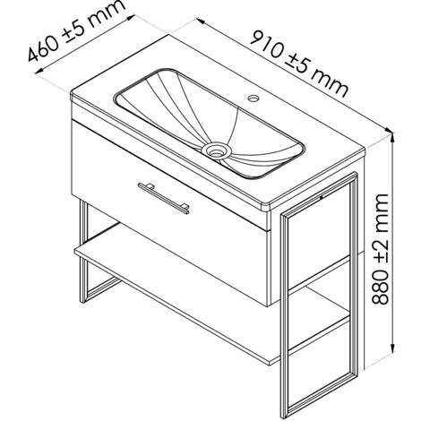 Meuble à poser 1DUS - L90cm - Blanc - Laqué - Livré monté