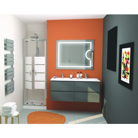 ONDEE ZEN - Meuble de salle de bain à suspendre MAX - L120cm - Anthracite - Brillant - Livré monté