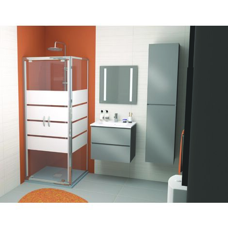 [JAMAIS UTILISE] ONDEE ZEN - Meuble de salle de bain à suspendre MAX - L60cm - Anthracite - Brillant - Livré monté
