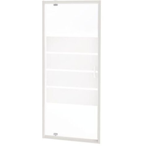 Ondee – Porte de douche pivotante 80x190cm – Finition blanche – Verre trempé 5mm avec traitement anticalcaire – Charnières inox (1/6)