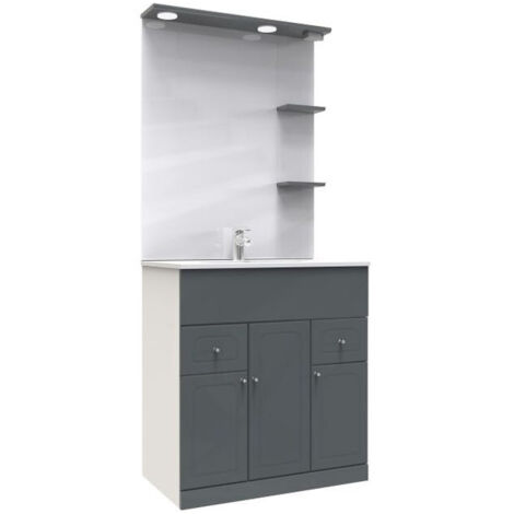 Meuble A Poser Tolede 80cm Gris Pvc Brillant Livre En Kit