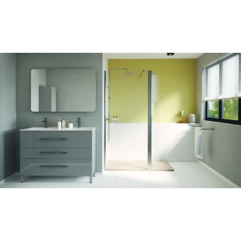 ONDEE ZEN - Paroi de douche ITALIENNE - Verre trempé 8mm - Transparent - 90x200cm