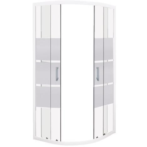 Ondee – Paroi de douche coulissante 1/4 cercle 90x185cm – Verre trempé 4mm – Profilés aluminium blanc – Installation réversible – Accès facile