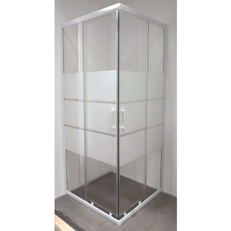 Façade de douche MISSI - Accès d'angle - Finition Blanc - 80x185cm