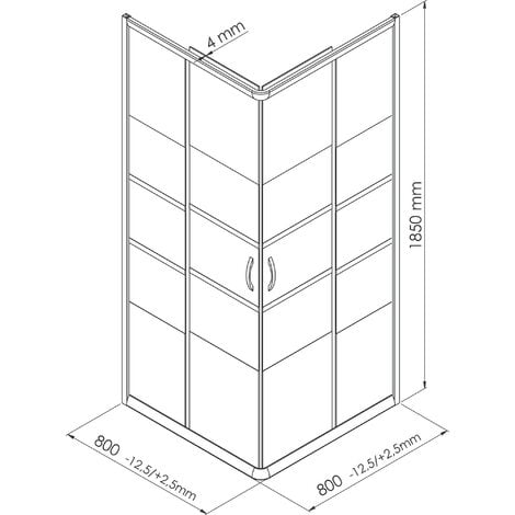 Façade de douche MISSI - Accès d'angle - Finition Blanc - 80x185cm