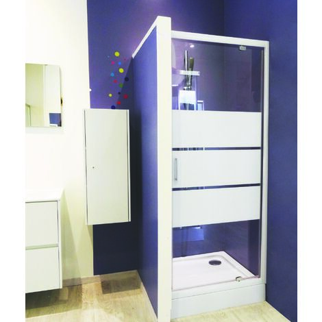 Ondee – Paroi de douche pivotante 90x185cm – Verre trempé 4mm – Finition blanche – Installation réversible – Poignée ABS – Fermeture magnétique