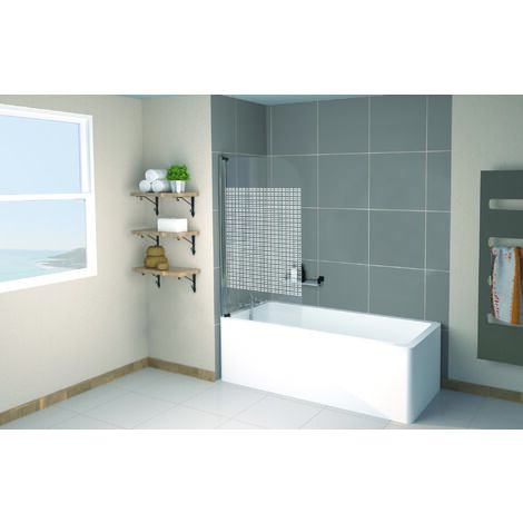Ondee – Pare-baignoire ILAS 80x140cm – Verre trempé 4mm – Profilé aluminium chromé ajustable – Installation réversible (1/4)