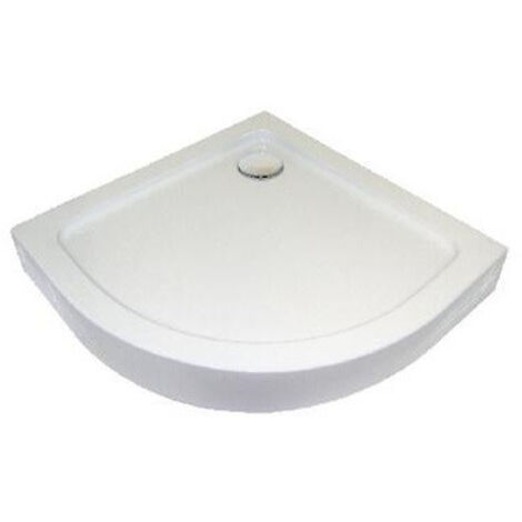 Ondee – Receveur de douche à poser quart de cercle 90cm – Acrylique renforcé – Extra plat 3cm – Évacuation diamètre 90mm – Blanc (1/6)