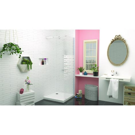 ONDEE ZEN - Receveur de douche MERI - Picots Antidérapants - 90x90x6,5cm - Grès - Blanc (1/4)