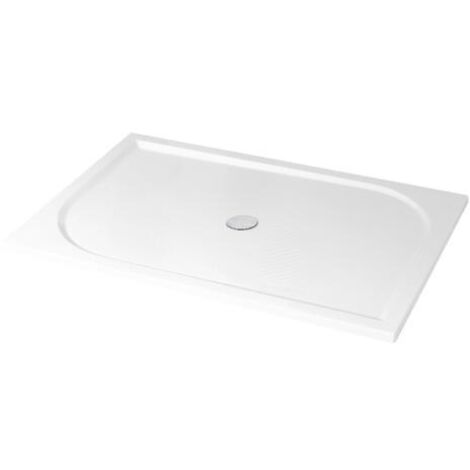 Ondee – Receveur de douche rectangulaire 80 x 160 cm en béton de synthèse extra-plat blanc – Texture antidérapante pour sécurité – Installation moderne