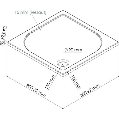 Receveur de douche HESTIA - Antidérapant - 80x80cm - Résine - Blanc - Extra-plat