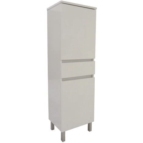 Colonne à poser LANCELO - L40cm - Blanc - Laqué brillant - Livré monté