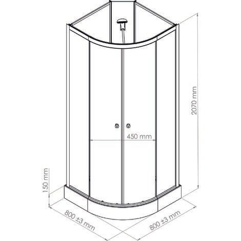 Cabine GENA - Sans silicone - 1/4C  - Profilés aluminium - Blanc - En kit - 80cm