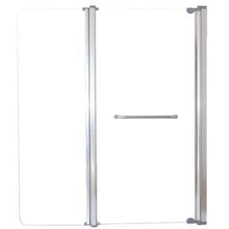 Ondee – Pare-baignoire 2 volets verre trempé dépoli – L 120 cm x H 140 cm – Installation réversible – Profilé aluminium chromé ajustable +25 mm