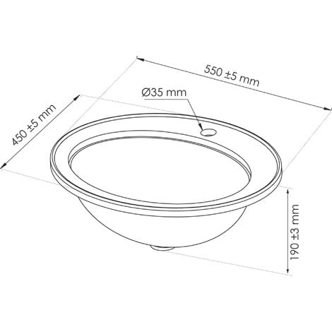 Vasque ovale encastrée ZOE - Blanc - 41cm - Porcelaine - Avec trop plein