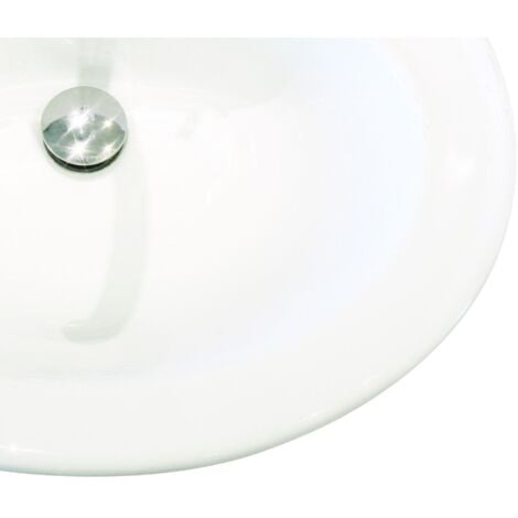 Vasque ovale encastrée ZOE - Blanc - 41cm - Porcelaine - Avec trop plein