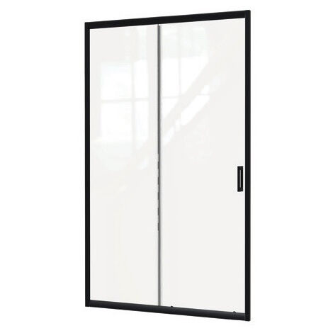Ondee – Porte de douche coulissante NAPA 120x195cm – Verre trempé 6mm – Finition noir mat – Installation réversible – Traitement anticalcaire
