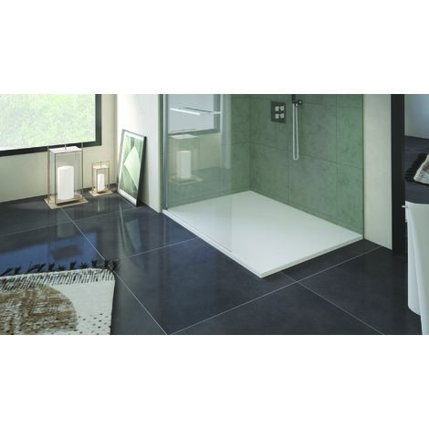 ONDEE ZEN - Receveur de douche NOLA 3 - 80x140x3cm - Résine - Blanc - Bonde - Découpable (1/3)