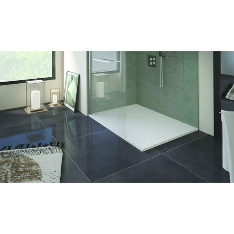 Ondee – Receveur de douche NOLA3 100x120x3 cm – Résine blanche antidérapante – Découpable – Bonde incluse – Fabrication Europe