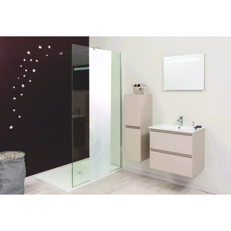 ONDEE ZEN - Paroi de douche ITALIENNE - Verre trempé 8mm - Sérigraphie Miroir - 120x200cm