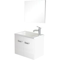 Lave-mains EPICE - avec miroir - 50cm - Blanc - Laqué - Livré en kit - Blanc