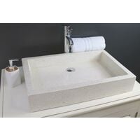 Vasque rectangle à poser TIMBRE - Crème - 40cm - Terrazzo - Sans trop plein - Crème