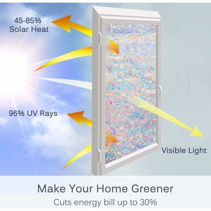 Selbstklebend Dekorfolie Sichtschutzfolie 45X100cm 3D Fensterfolie Sichtschutz Glasfolie Statisch Haftend UV-Schutz ohne Kleber Dekofolie