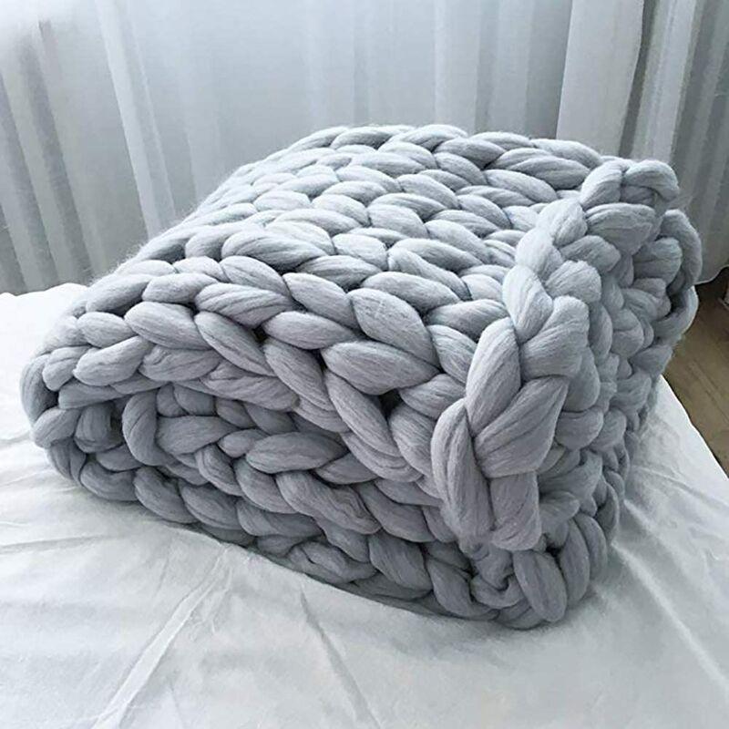 Home Sofa Handgemachte klobig gestrickte Wolle dicke Linie Garn Merino Decke 