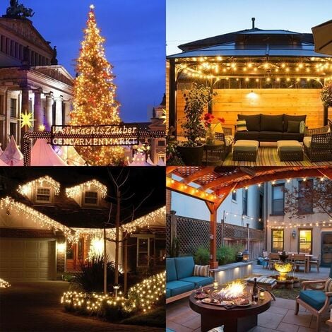 Guirlande solaire Jardin,6.5 m 30 boules de cristal étanche Guirlande lumineuse LED, 8 modes d'extérieur Starry lumières Guirlande lumineuse solaire, éclairage décoratif pour maison,festival - Blanc c