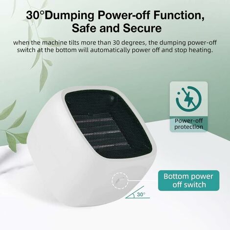 Energiesparend, ( Tragbarer Dump-Überhitzungsschutz, Keramikheizer, für geeignet Desktop-Schlafzimmer-Badezimmer Leise, Zwei-Leistungs-PTC-Heiztechnologie, 800W