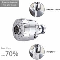 Wassersparende Filterspitze, beweglicher 360-Grad-Küchenarmaturkopf, 2 Modi Einstellbarer Duschkopf-Filterspritzgerät für das Badezimmer in der Küche (Silber)